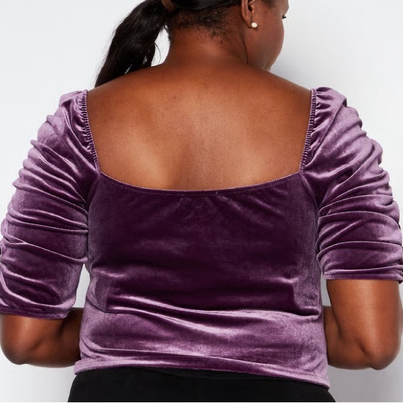 EUC [AND NOW THIS] Velvet Plum Purple Ruched Princess Top Women’s Plus Sz 2X - Picture 5 of 16